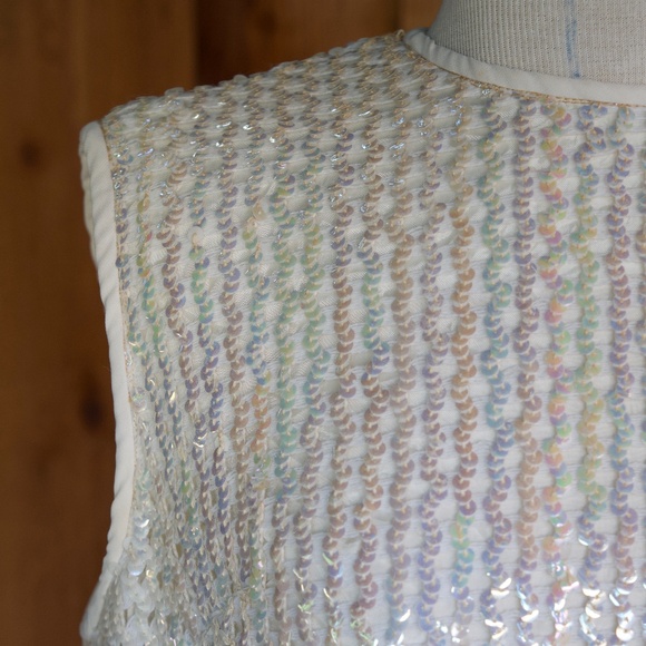 Vintage 60's Sherbet Originals Rainbow Sequin Sleeveless Cropped Top Woman's M/L - Picture 9 of 16